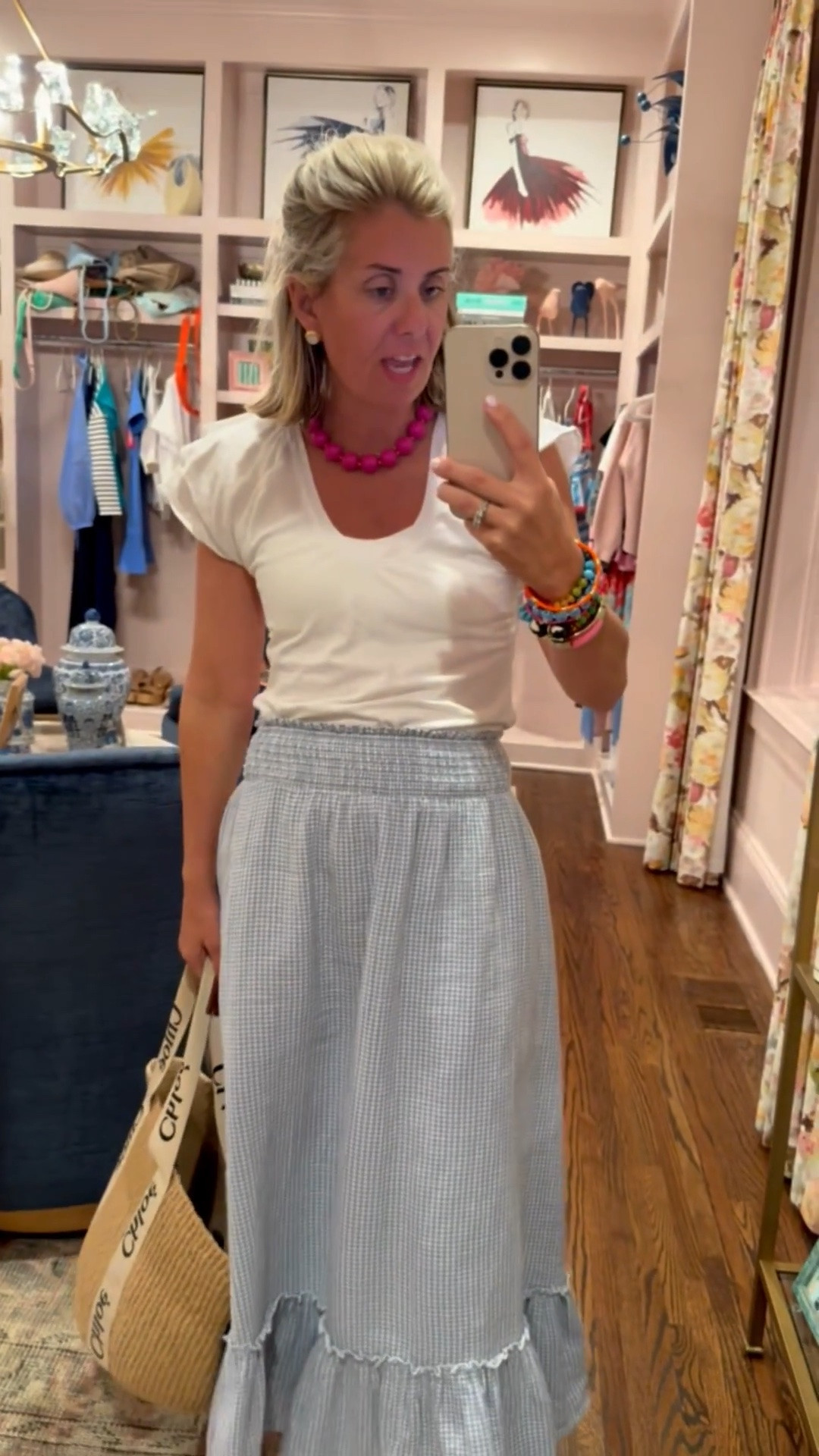 My girls & I live in this tee and wear it  with literally everything! I’ve paired it with the cutest maxi skirt from Quince. 
Tee & skirt - xs 
Sandals - 8 tts

 *Use my code Catherine20 at A+B
 *Use my code Mixandmatchmadness at Loopy

#LTKmomlife #LTKOver40 #LTKootd