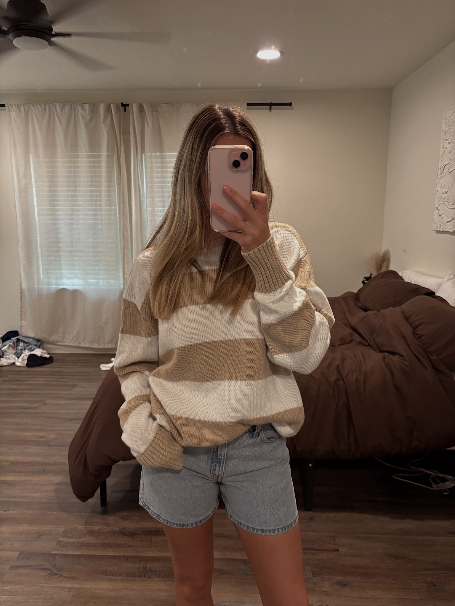 Cozy casual 🍂 sweater is Brandy Melville and the shorts are vintage Levi’s I thrifted, one of my favorite comfy fall combos!

They don’t have the exact color online but i linked the navy one! 

#LTKU #LTKSeasonal #LTKHalloween