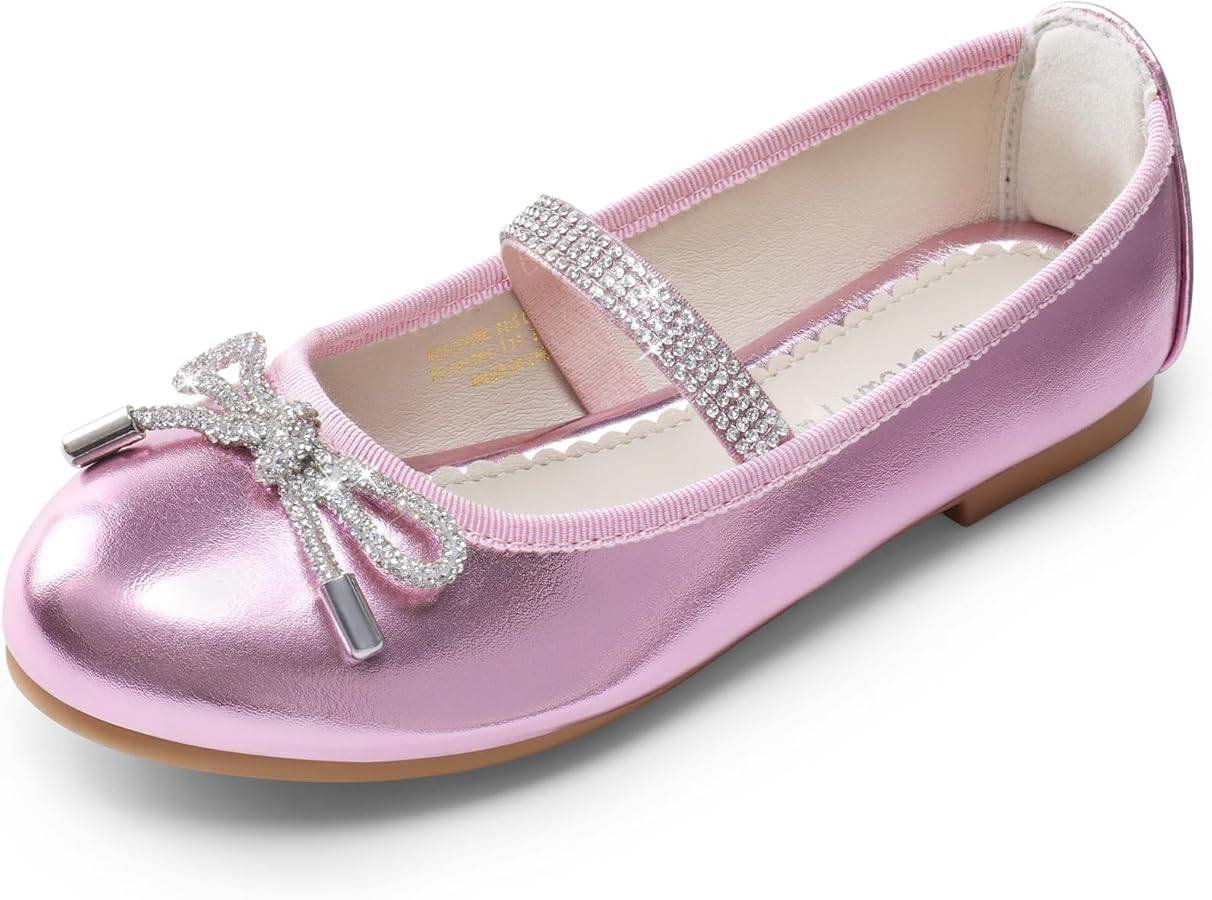 DREAM PAIRS Girls Dress Shoes Slip-on Flower Girl Glitter Bow Ballet Flats for Party, Wedding, Pe... | Amazon (US)