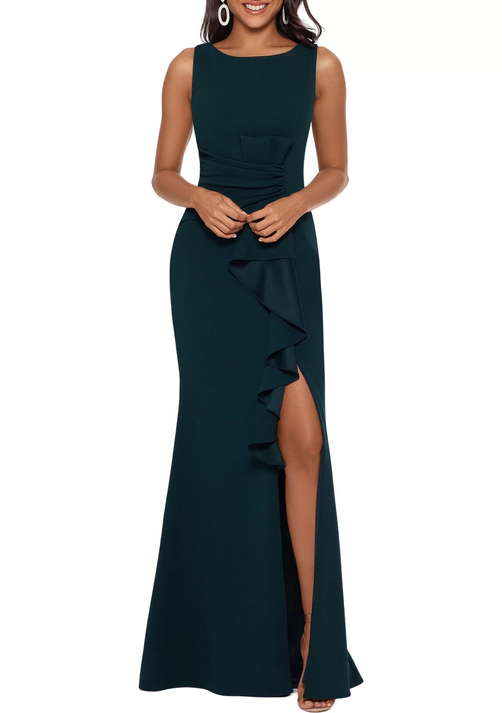 Women's Sleeveless Side Ruffle Gown | Belk