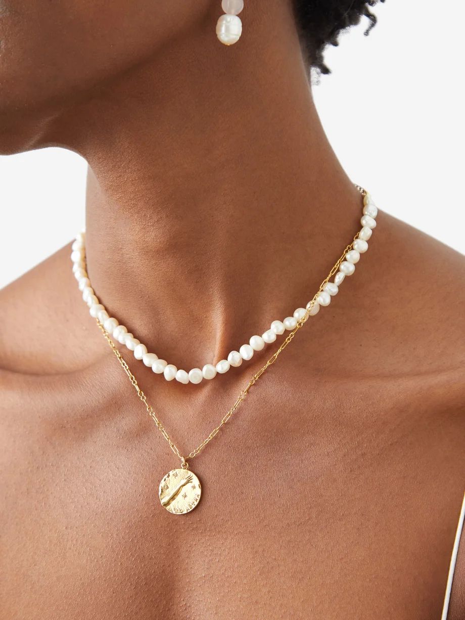 Cielo baroque-pearl & 18kt gold-plated necklace | Matches (UK)