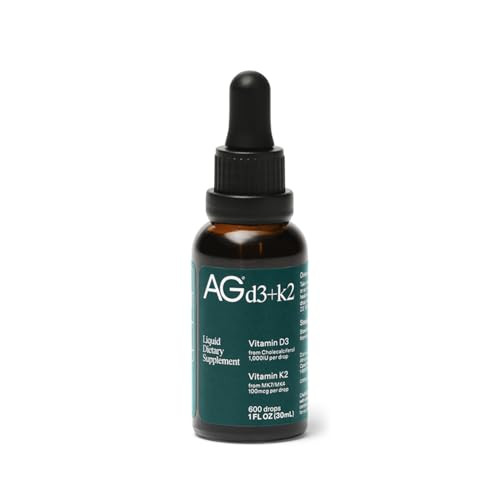 AG1 Vitamin D3 K2 Drops, 1000IU of Vitamin D3 and 100mcg of K2 per Serving, Supports Bone Density... | Amazon (US)