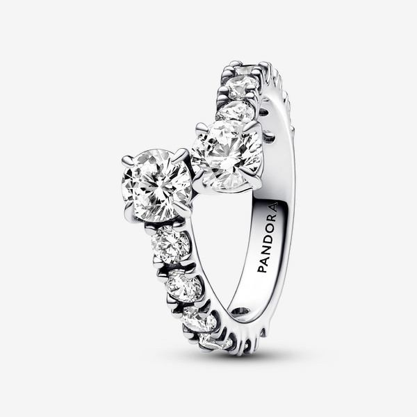 Pandora Sparkling Overlapping Band Ring - Sterling silver / Cubic Zirconia / Clear - Sz. 7.5 | Pandora US