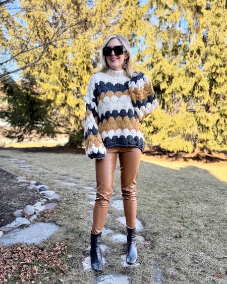 Latte dressing trend outfit idea. Winter outfit with faux leather pants. #lattedressing #winteroutfit #styleinspo #cozychic

#LTKfindsunder100 #LTKover40 #LTKSeasonal