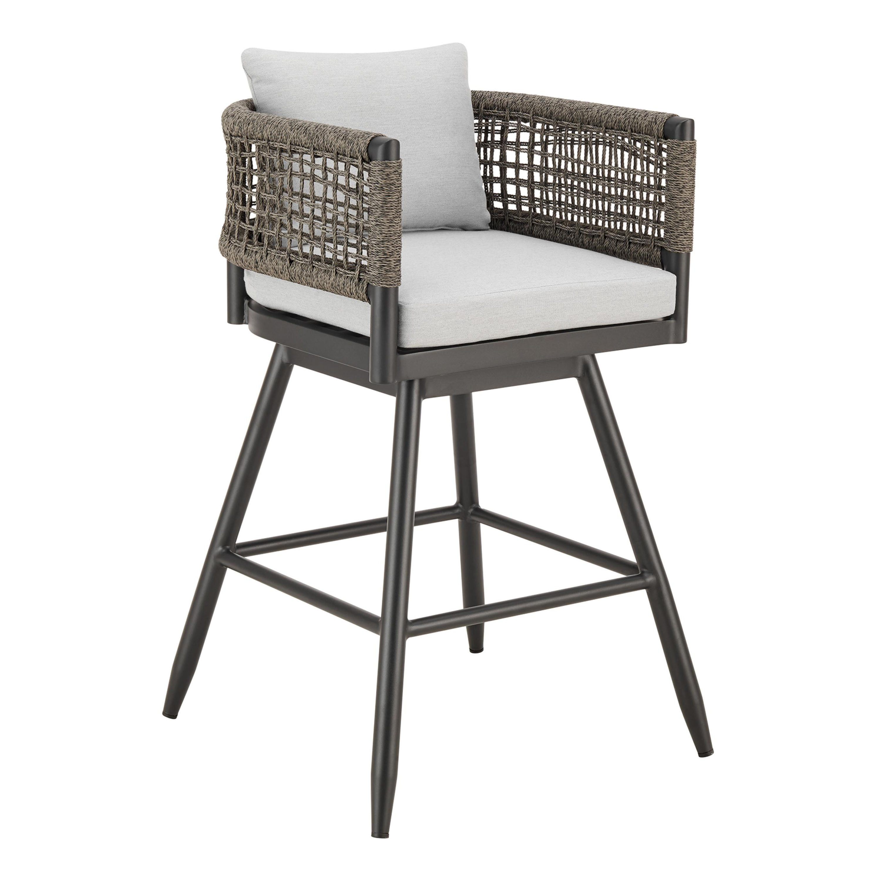 Marettimo Gray Aluminum and Rope Outdoor Swivel Stool | World Market