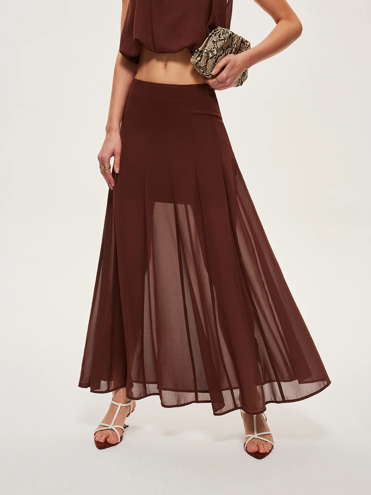 Chiffon Semi-Sheer A-Line Skirt | Commense