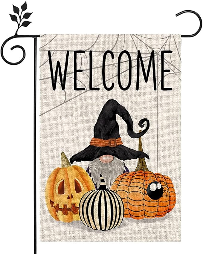 CROWNED BEAUTY Halloween Gnome Welcome Garden Flag Double Sided Vertical 12×18 Inch Spooky Jack ... | Amazon (US)