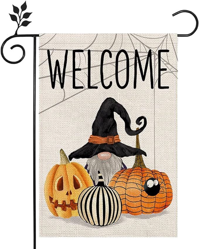 CROWNED BEAUTY Halloween Gnome Welcome Garden Flag Double Sided Vertical 12×18 Inch Spooky Jack ... | Amazon (US)