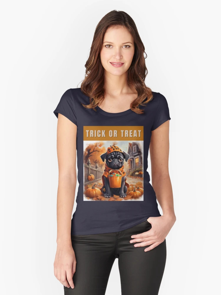 Halloween Pug - Trick or Treat Fitted Scoop T-Shirt | Redbubble (US)