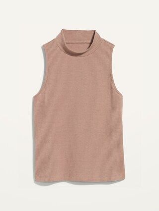 Fitted Rib-Knit Mock-Neck Sleeveless Top for Women | Old Navy (US)