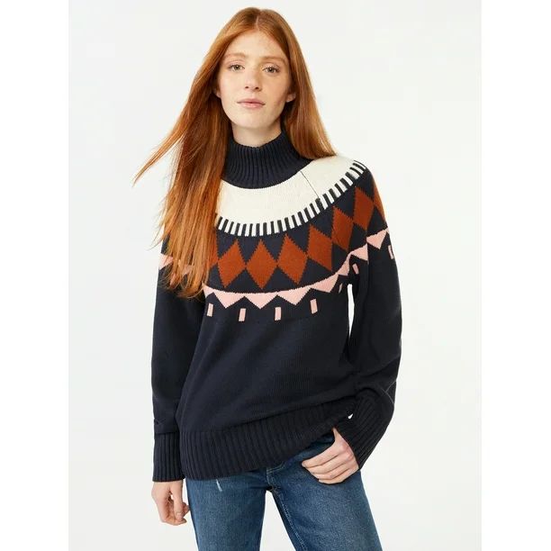 Free Assembly Women's Fair Isle Sweater, Midweight - Walmart.com | Walmart (US)