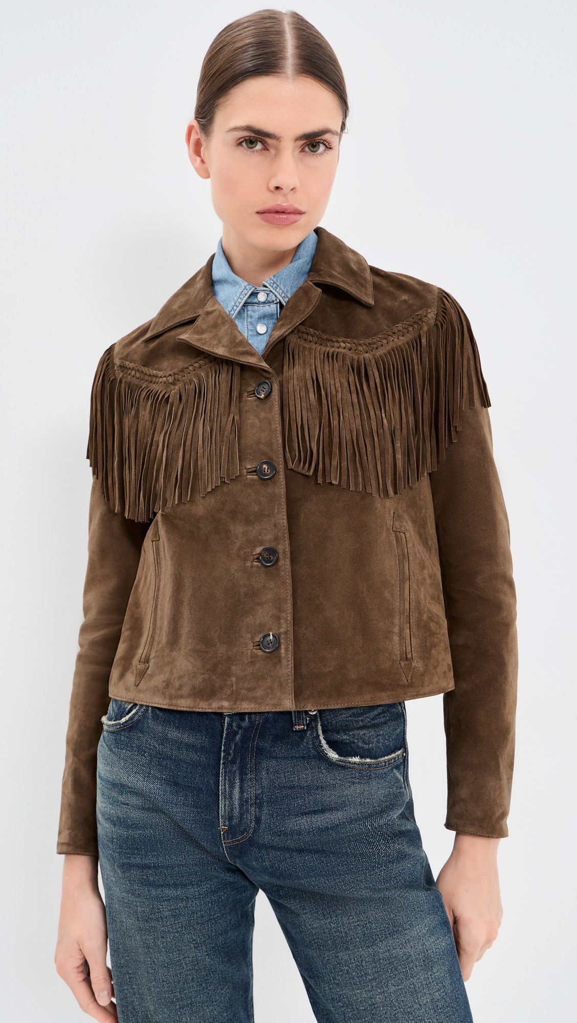 Eloi Calfskin Suede Jacket - Hazelnut | Shopbop