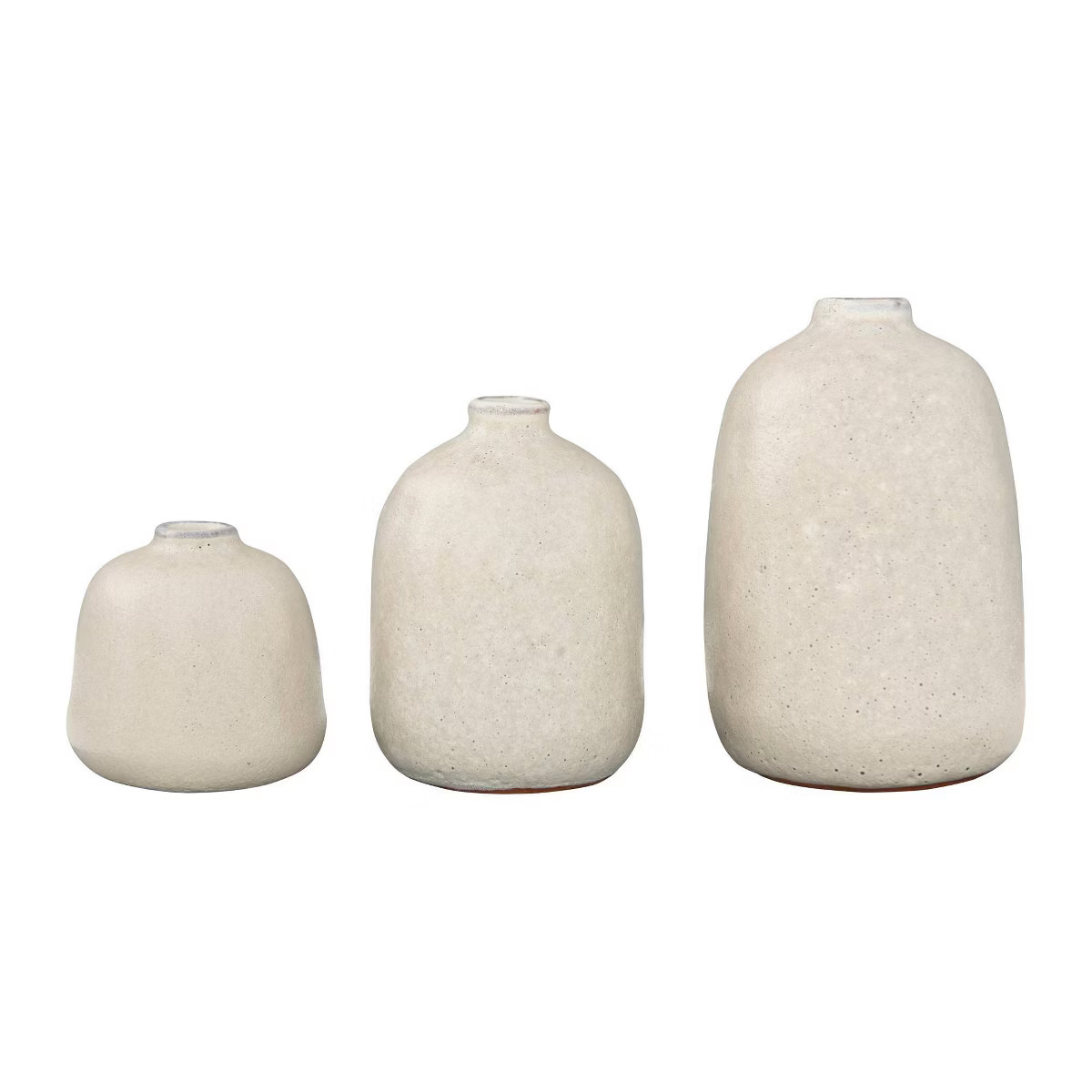 Set of 3 Terracotta Vases with Pitted Sand Finishes Light Gray - Storied Home: Watertight, Round ... | Target