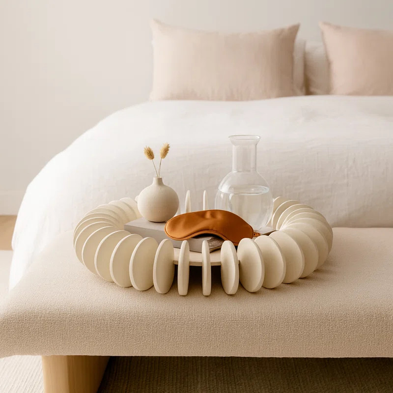 Elmstead Stylish Round Abstract Tray for Coffee Table Decor - Decorative Accent Tray for Home Dec... | Wayfair North America