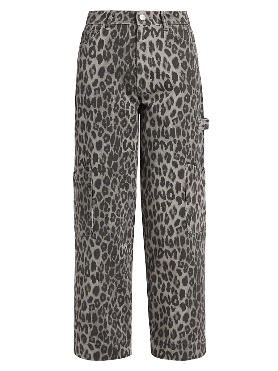 Women's Drew Leopard Cargo Pants - Charcoal - Size 12 | Saks Fifth Avenue