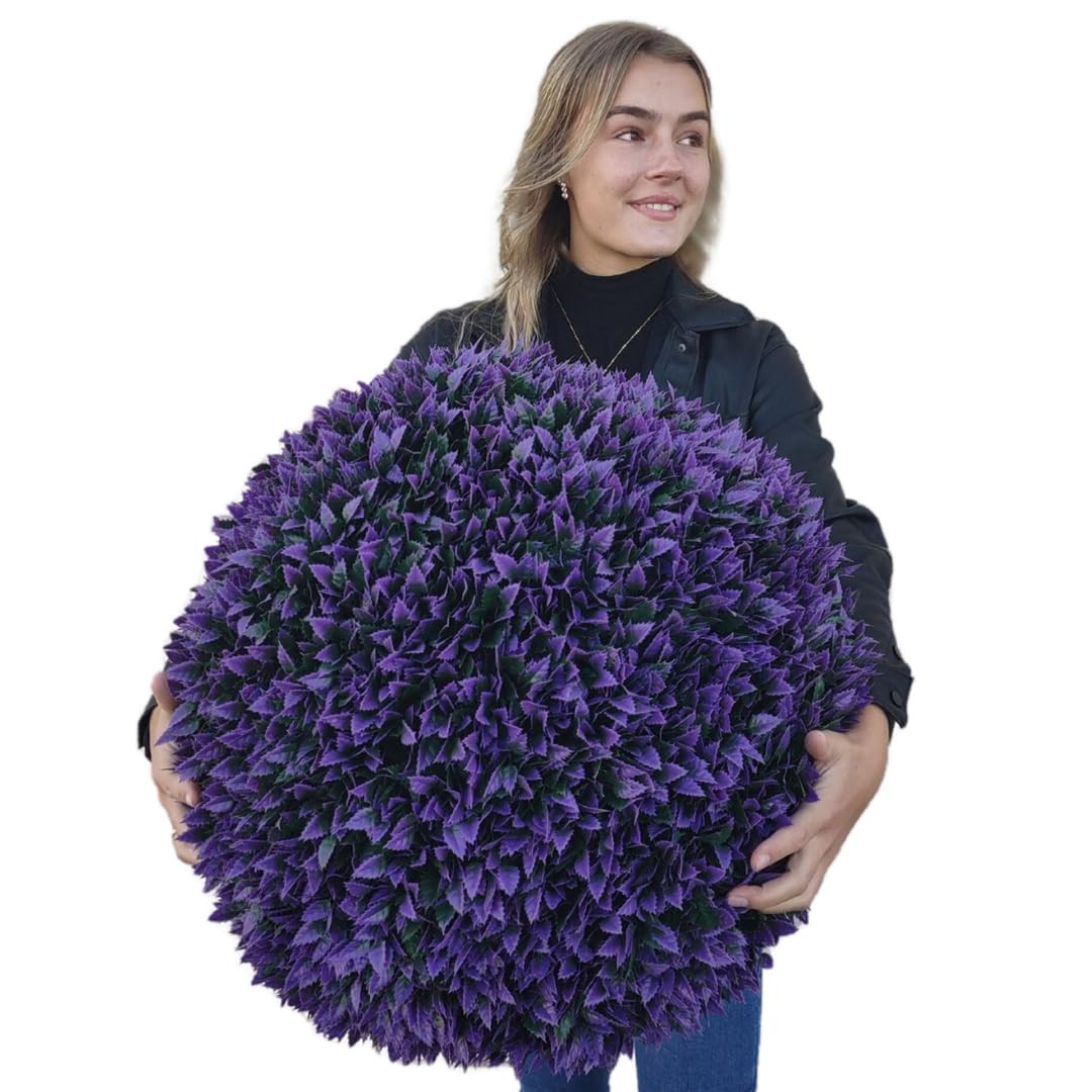 365 Curb Appeal 23" XL Topiary Balls (Jagged Purple Leaf, 1 Topiary Ball (2 Halves)) | Amazon (US)