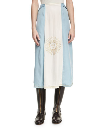 Flag of Argentina Midi Skirt, Blue/White | Bergdorf Goodman