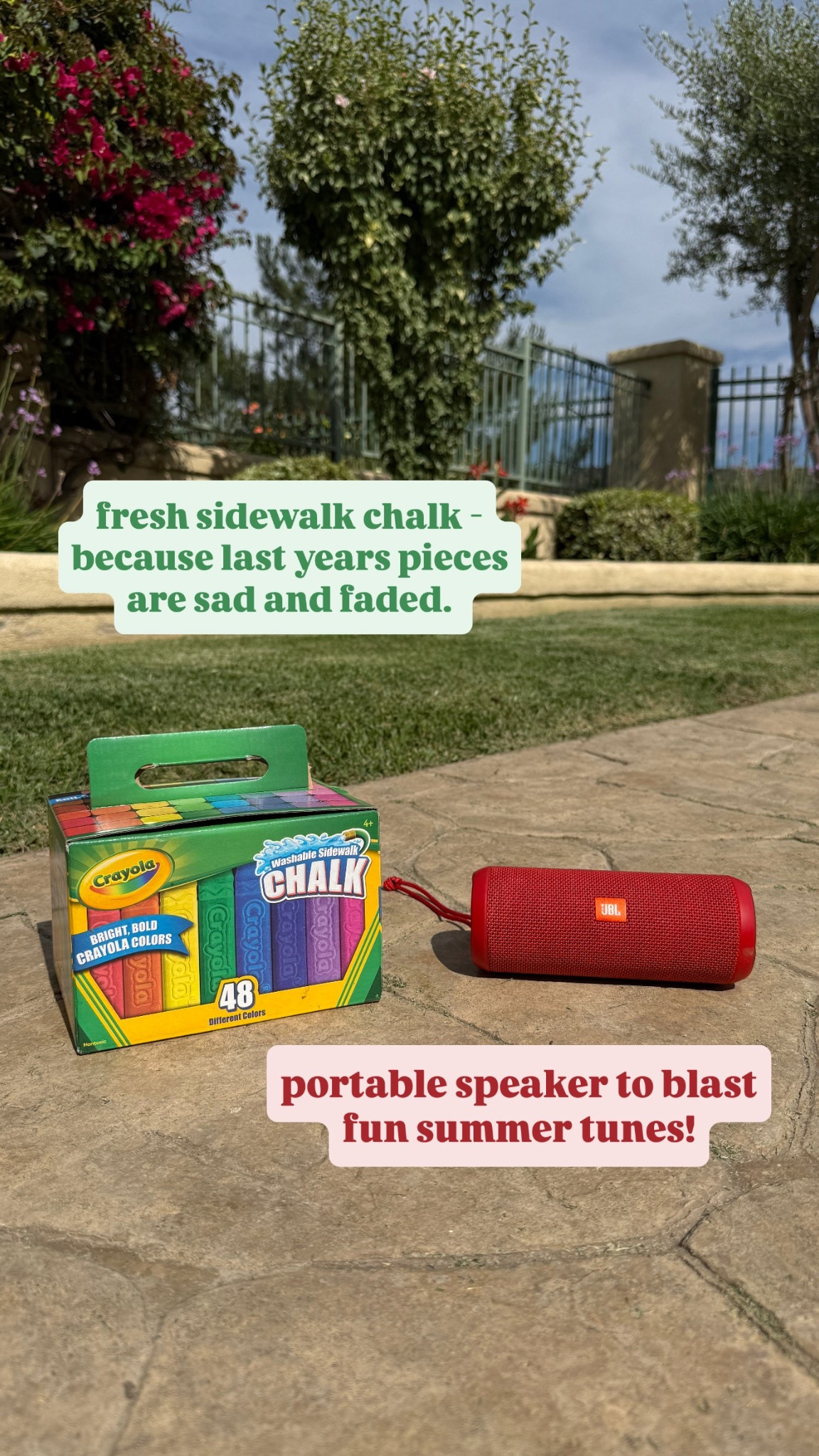 🎶 fresh chalk + backyard bops 🎶
grabbed a new pack of sidewalk chalk because last year’s were basically pastel dust. and our bluetooth speaker (mine’s the JBL 4, but that version’s retired 😆) is still going strong for backyard dance breaks, driveway art jams, and turning sidewalk clean-up into a whole vibe.

linked the chalk we use (target!) and the current JBL version for summer soundtracking your chaos 💃

—

sidewalk chalk for toddlers, washable chalk outdoor play, crayola chalk summer, backyard chalk activities, chalk games for kids, JBL bluetooth speaker backyard, portable speaker for pool days, jbl flip 6 speaker amazon, summer outdoor toys for toddlers, backyard playtime must haves, summer party setup for kids, colorful chalk ideas, music must haves for moms, bluetooth speaker water resistant, backyard fun essentials

#LTKSummerEdit #LTKSeasonal #LTKKids