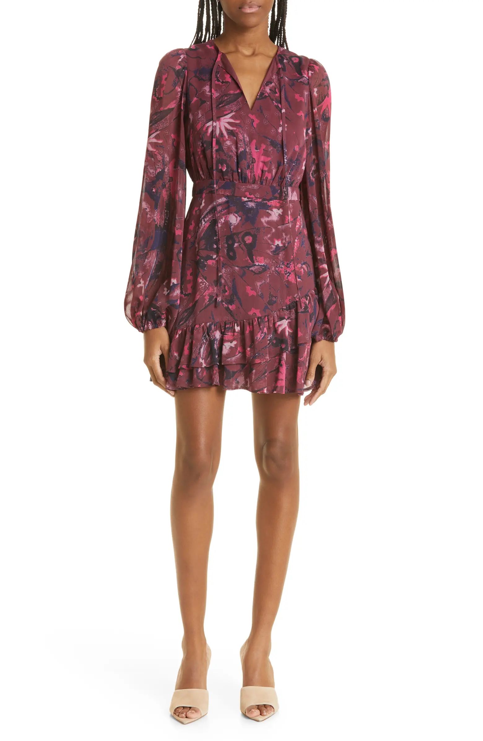 Ted Baker London Verino Floral Print Long Sleeve Tiered Minidress | Nordstrom | Nordstrom Canada