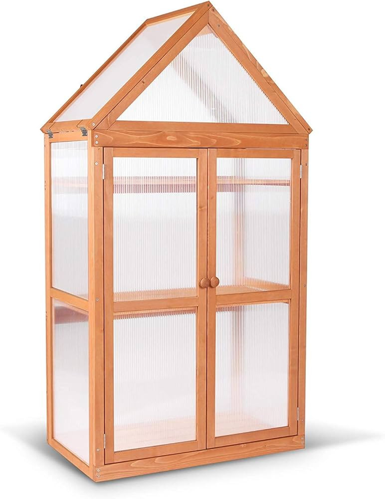 MCombo Greenhouse Cold Frame Wooden Garden Raised Flower Planter Shelf with Hard Translucent PC P... | Amazon (US)
