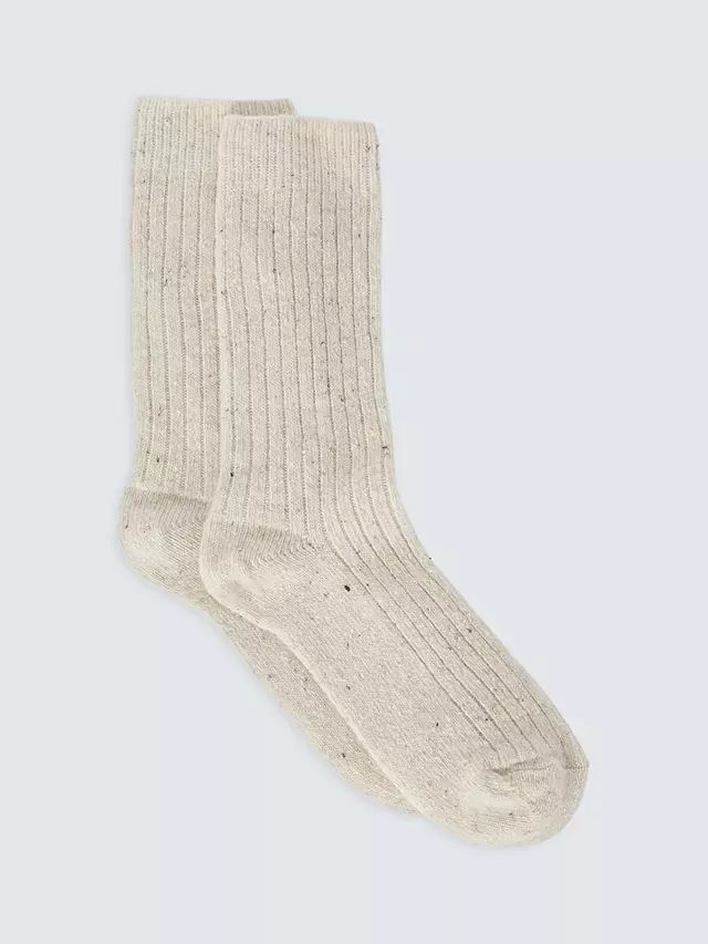 John Lewis Ribbed Wool Silk Blend Socks, Aubergine | John Lewis (UK)