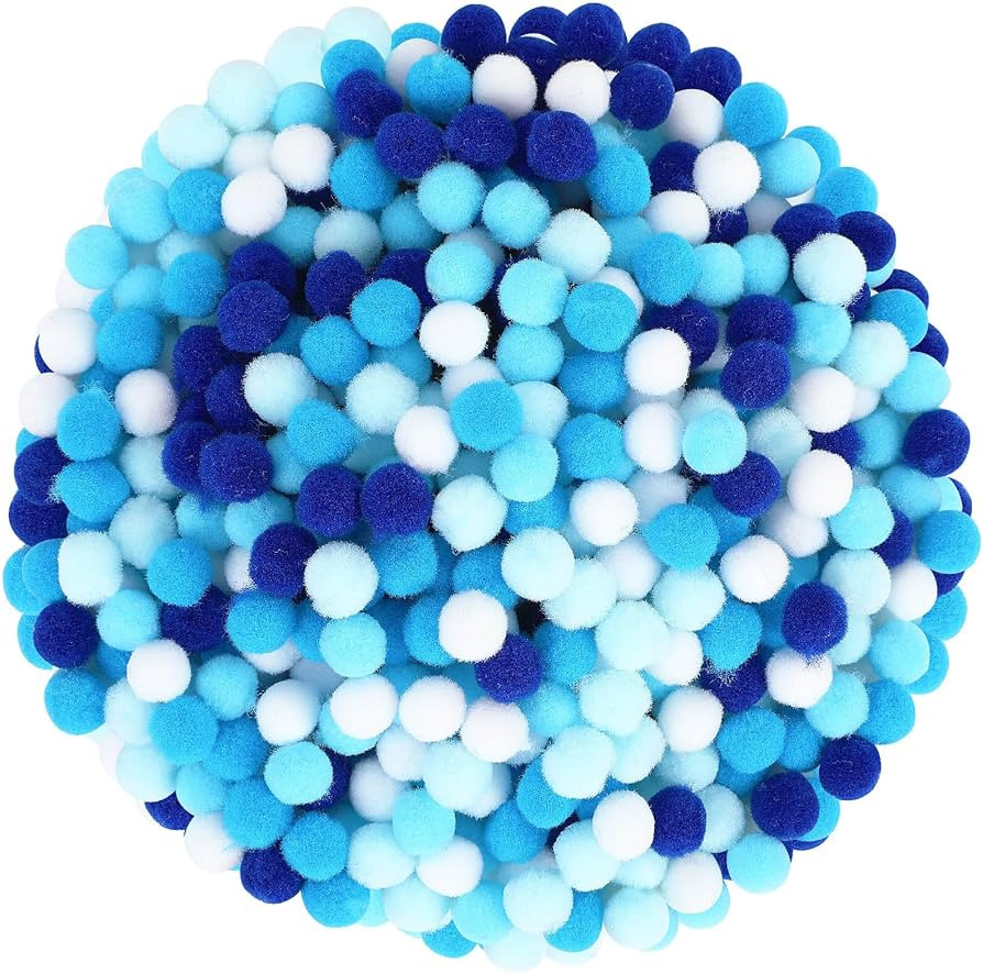 SEPGLITTER Blue Pom Poms Balls, 1000Pcs 1 cm/0.4 inch Hanukkah Blue Color Pom Poms for Chanukah C... | Amazon (US)