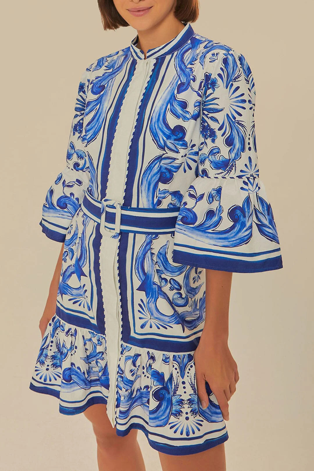 Off-White Garden Tiles Mini Dress | FarmRio (US)