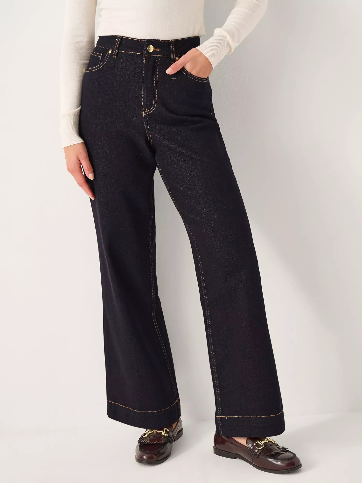 Monsoon Teri Wide Leg Jeans, Indigo | John Lewis (UK)