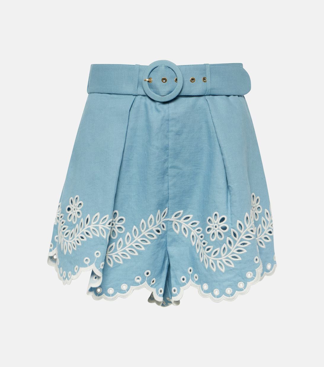 Junie embroidered high-rise linen shorts | Mytheresa (US/CA)
