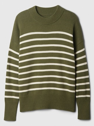 Oversized Stripe High Neck Crewneck Sweater | Gap Factory