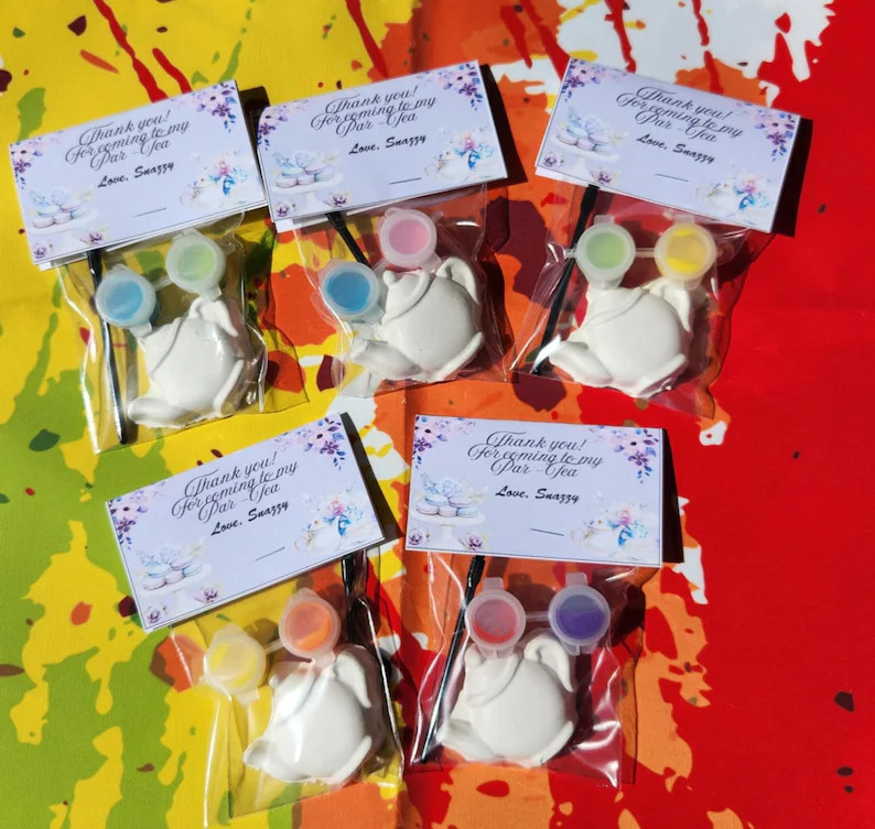 Tea Time-themed Plaster Paint Kits for Kids | DIY Paint Activity | Birthday Party Favors | Tea Pa... | Etsy (US)