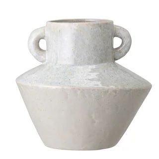 8.25" Stoneware Vase With Reactive Glaze Finish & Vertical Handles | Michaels | Michaels Stores