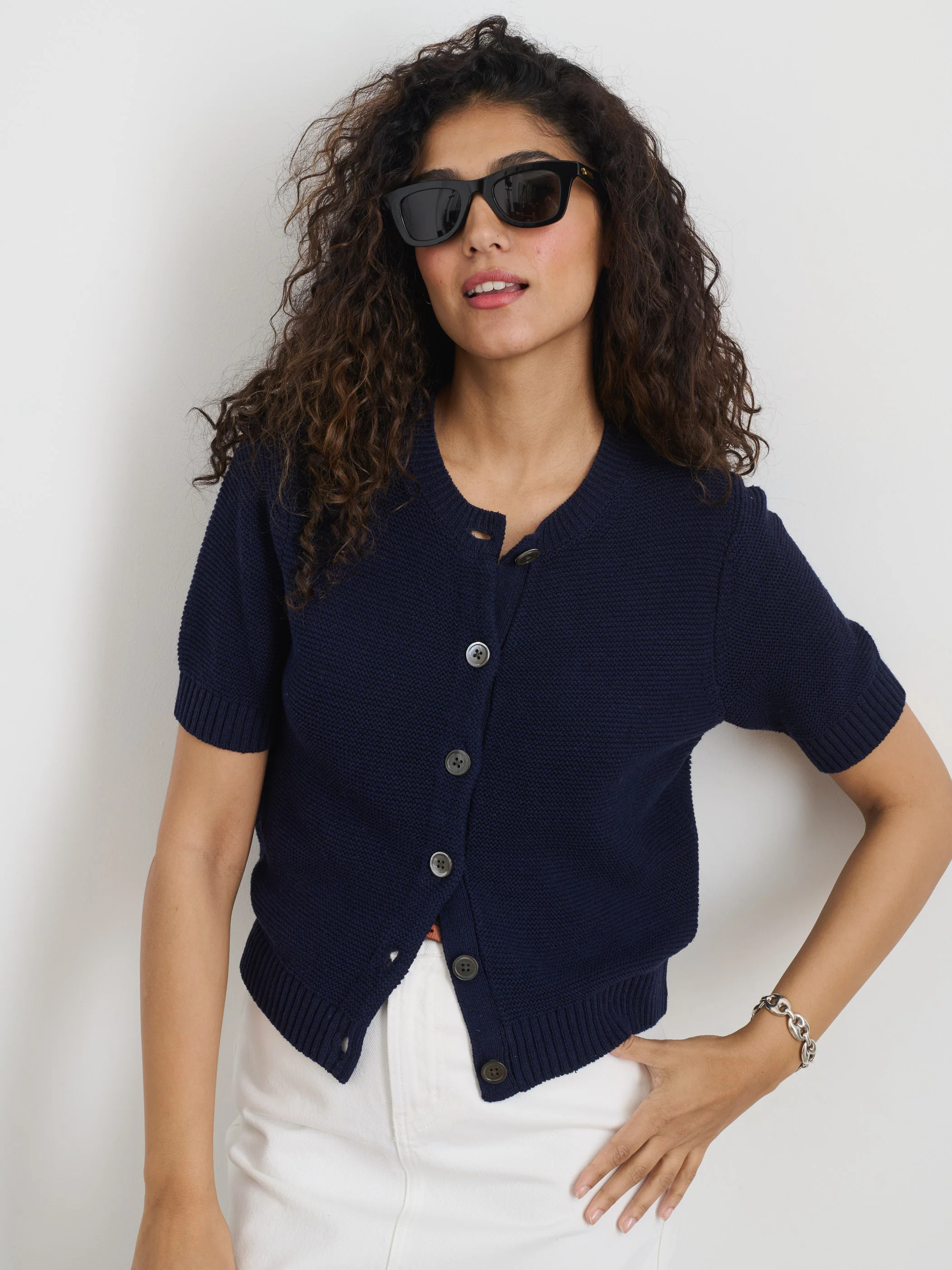 Elle Cardigan In Linen Cotton | Alex Mill