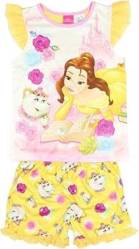 Disney Princess Belle Beauty and The Beast Girls 2-Piece Shorts Pajama Set | Amazon (US)