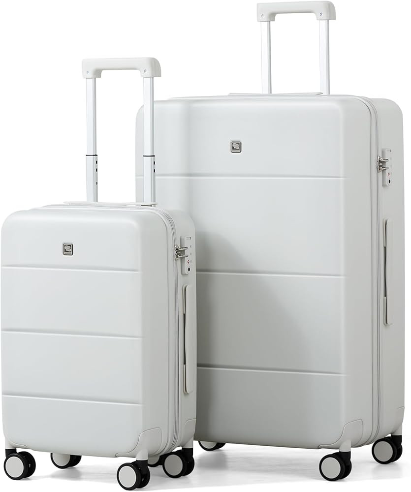 Hanke Luggage Sets 2 Piece with Spinner Wheels, 20/28 Inch Hard Shell Suitcases Set TSA Approved Luggage Travel Rolling Large Luggage(Smoke White) | Amazon (US)