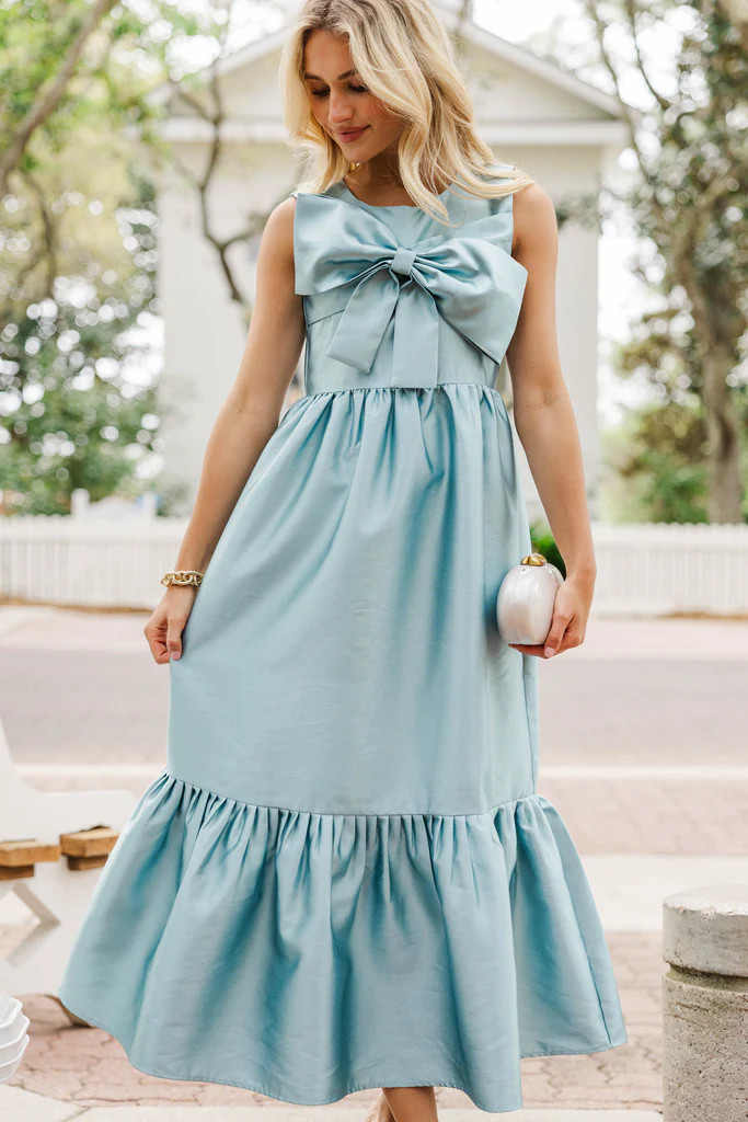 The Keepsake Light Blue Bow Dress | The Mint Julep Boutique