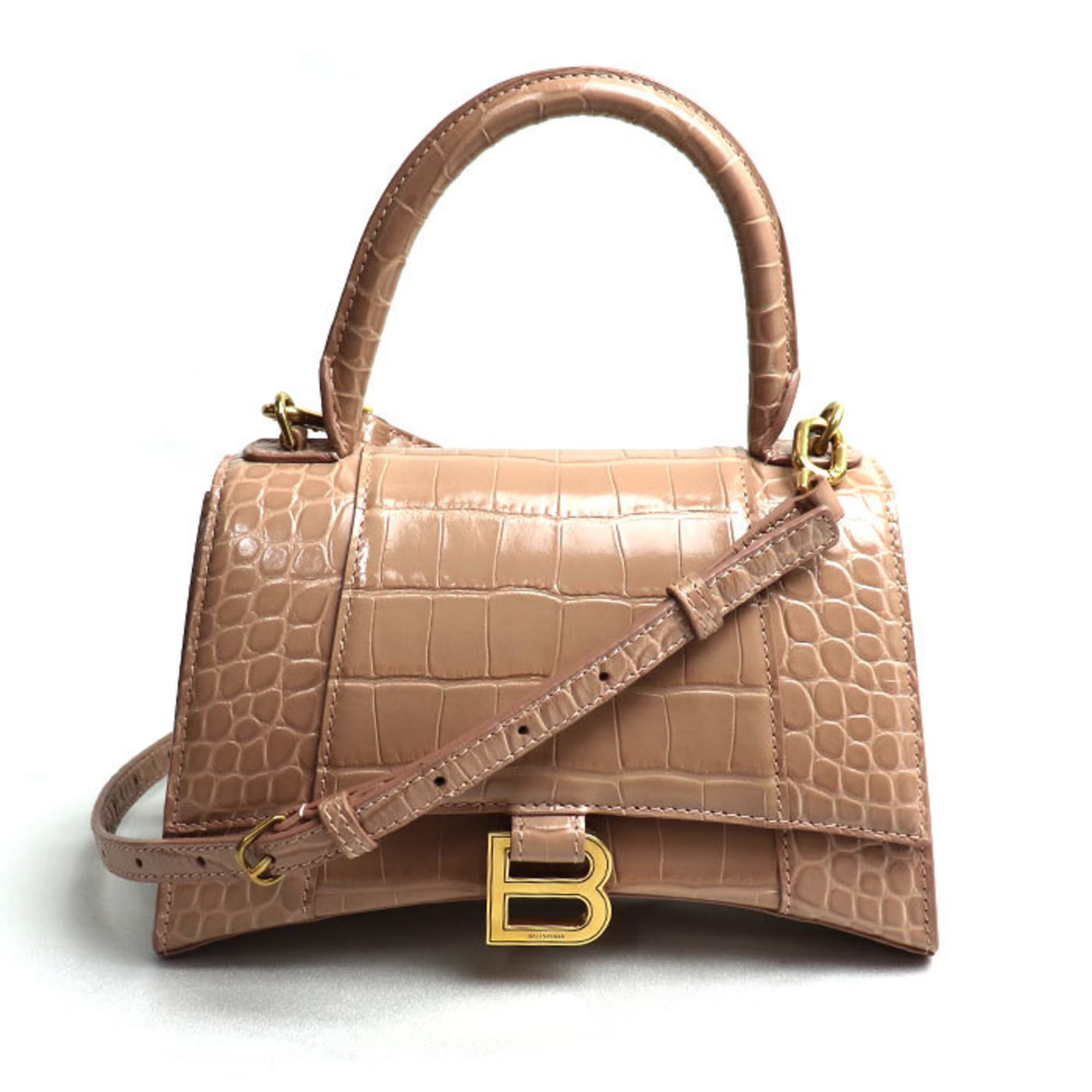 Pre-Owned BALENCIAGA Hourglass Small Embossed 2-Way Shoulder Bag Pink Beige 593546 Women's (Good) | Walmart (US)