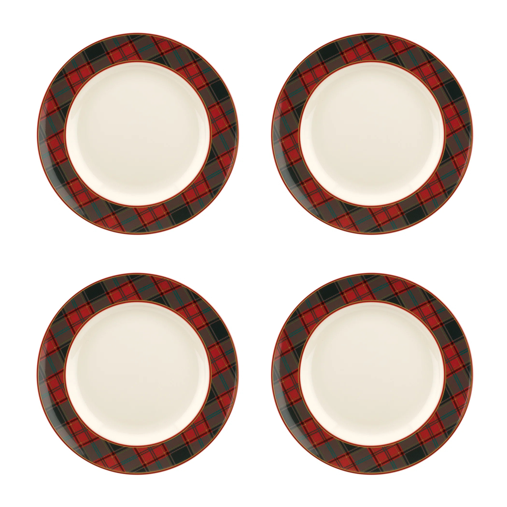 Christmas Tree TARTAN DINNER PLATE 10.5" SET OF 4 | Wayfair North America
