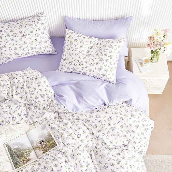 Wake In Cloud - Coquette Duvet Cover Set, Floral Cottagecore Flower Shabby Chic Cute Aesthetic, S... | Amazon (US)