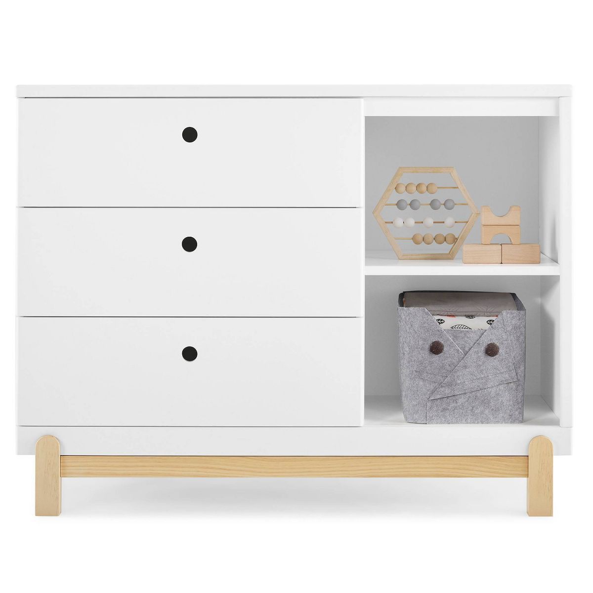 Delta Children Poppy 3 Drawer Dresser with Cubbies and Interlocking Drawers | Target