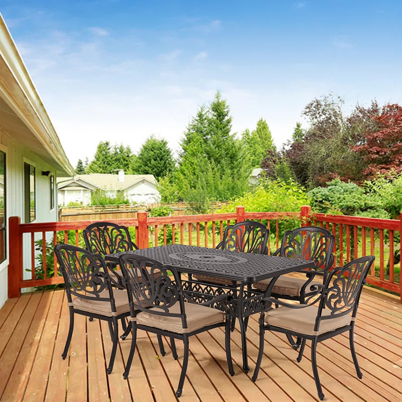 Valles Rectangular 6 - Person 60'' Long Dining Set with Cushions | Wayfair North America