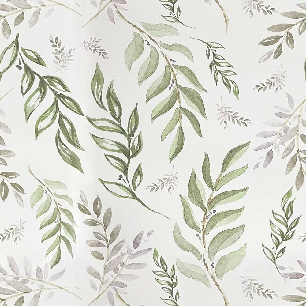 Green Leaf Wallpaper Peel and Stick 17.5" x 393" Floral Leaf Contact Paper Vintage Self Adhesive ... | Amazon (US)