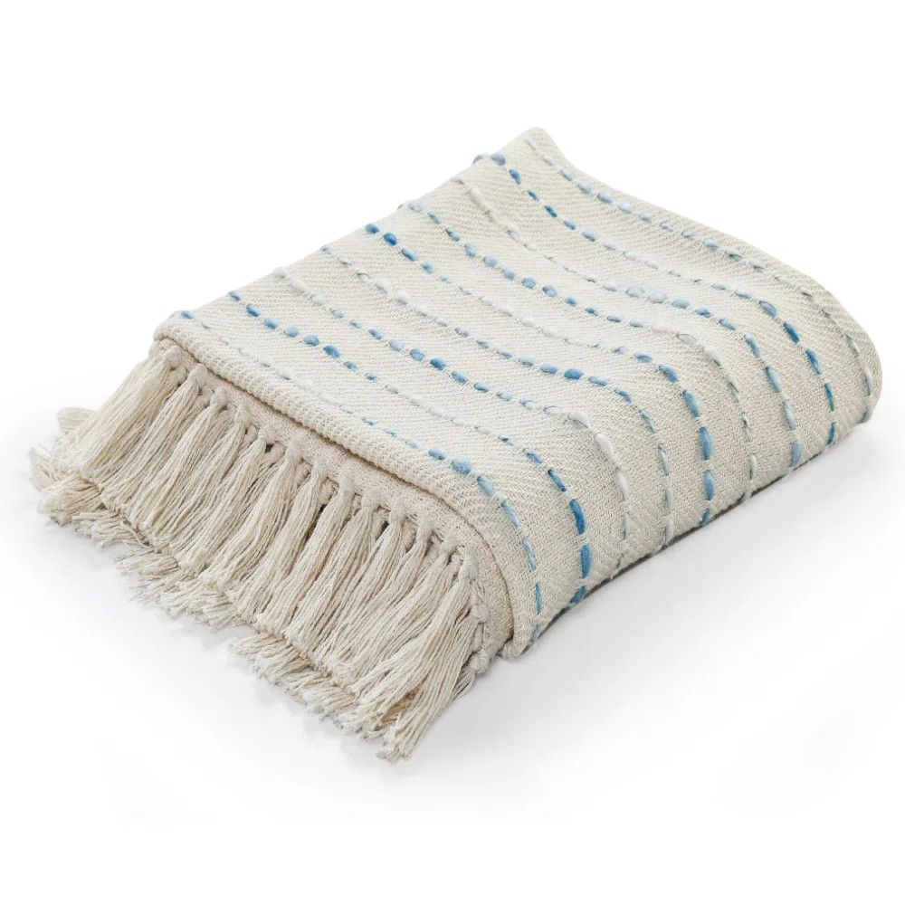 Deep Ombre Striped Handmade Woven Throw Blanket with Fringe | Wayfair North America