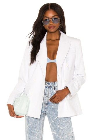 L'Academie Coco Double Breasted Blazer in White from Revolve.com | Revolve Clothing (Global)