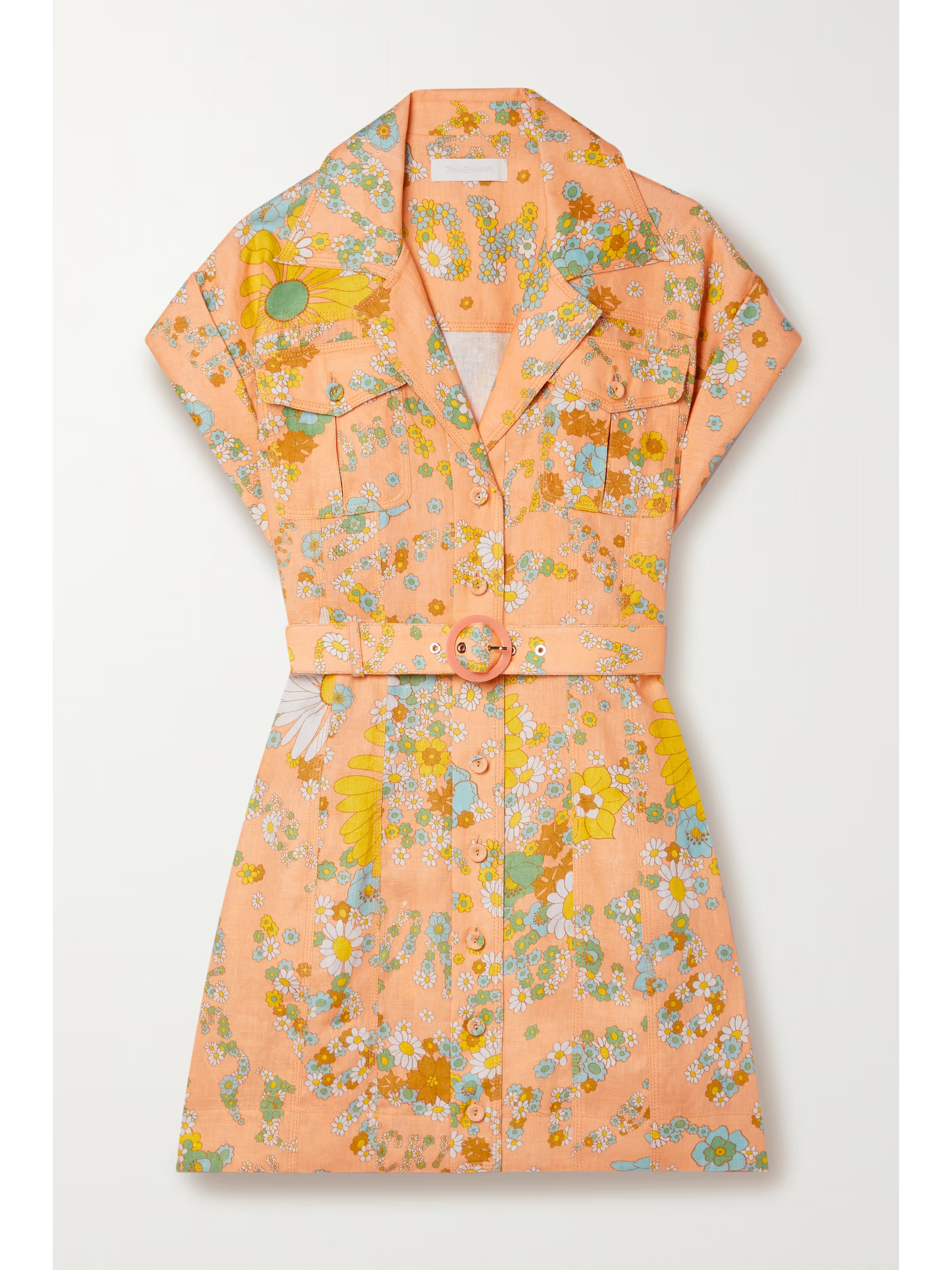 Lola belted floral-print linen mini shirt dress | NET-A-PORTER (UK & EU)