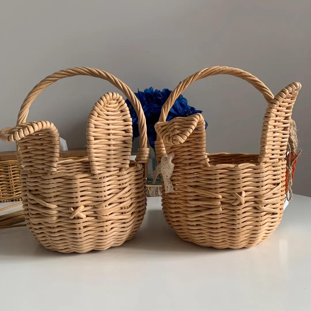 Handmade Wicker Easter Basket: Bunny Ears & Tail, Spring Decor | Etsy (US)