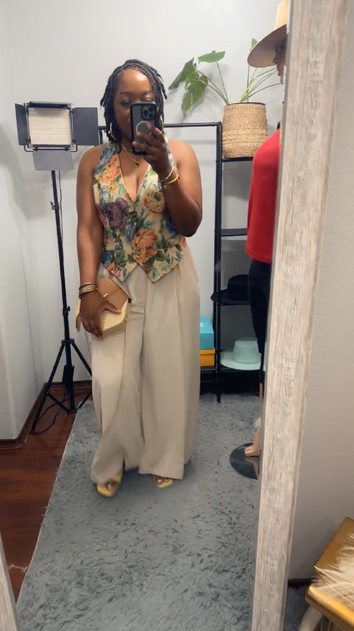 outfit for brunch today - keeping it simple and chic with wide-legged pants and a cute vest top. Perfect for summer vibes and catching up with my favorite ladies. What's your go-to summer brunch look? #girlsbrunch #summerstyle #widelegpants #vesttop #lunchdate 🌸🍴

#LTKOver40 #LTKMidsize #LTKU
