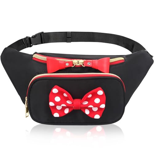 Cute Disney Fanny Pack for Women Teen Girls Minnie Bowknot Polka Dot Fanny Packs Cartoon Hiking Waist Bag Travel Waist Pack Crossbody Belt Bags Little Kid Outdoor Waist Packs | Amazon (US)