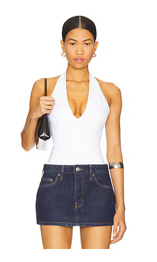Good American Scuba Halter Bodysuit in White001 from Revolve.com | Revolve Clothing (Global)