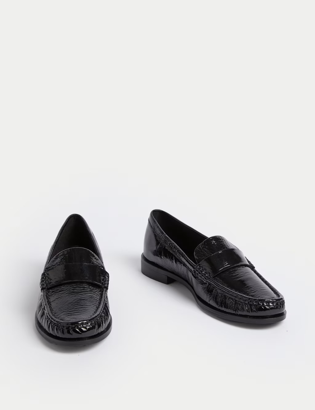 Leather Patent Block Heel Loafers | Marks & Spencer (UK)